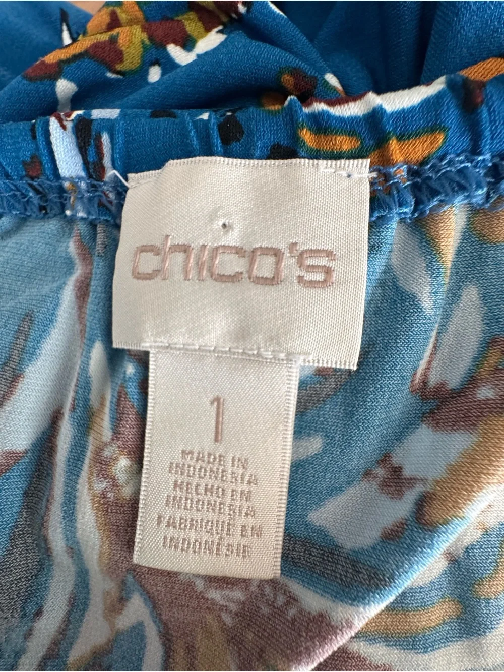 Chico's Dress Opulent Blue Paisley Shift Long Sleeve SZ 1 or M NWOT